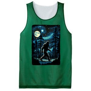 Bigfoot Starry Night Sasquatch Van Gogh Sky Painting Art Mesh Reversible Basketball Jersey Tank