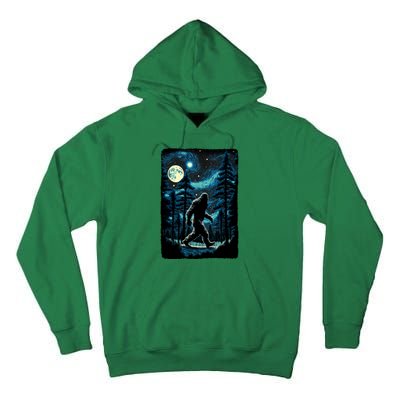 Bigfoot Starry Night Sasquatch Van Gogh Sky Painting Art Tall Hoodie