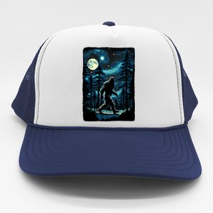 Bigfoot Starry Night Sasquatch Van Gogh Sky Painting Art Trucker Hat