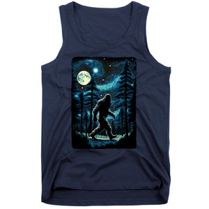 Bigfoot Starry Night Sasquatch Van Gogh Sky Painting Art Tank Top