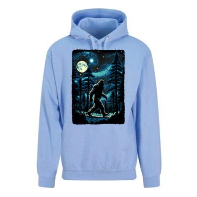 Bigfoot Starry Night Sasquatch Van Gogh Sky Painting Art Unisex Surf Hoodie