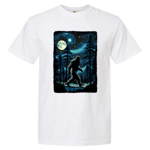 Bigfoot Starry Night Sasquatch Van Gogh Sky Painting Art Garment-Dyed Heavyweight T-Shirt