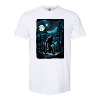 Bigfoot Starry Night Sasquatch Van Gogh Sky Painting Art Softstyle CVC T-Shirt