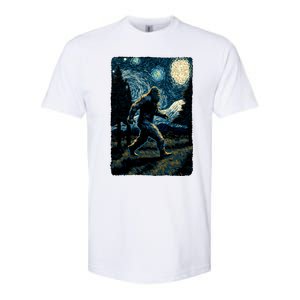 Bigfoot Starry Night Sasquatch Van Gogh Sky Painting Art Softstyle CVC T-Shirt