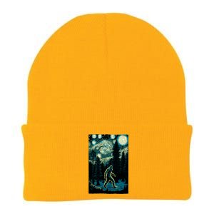 Bigfoot Starry Night Sasquatch Van Gogh Sky Painting Art Knit Cap Winter Beanie