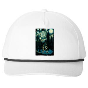 Bigfoot Starry Night Sasquatch Van Gogh Sky Painting Art Snapback Five-Panel Rope Hat