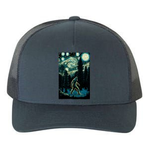 Bigfoot Starry Night Sasquatch Van Gogh Sky Painting Art Yupoong Adult 5-Panel Trucker Hat