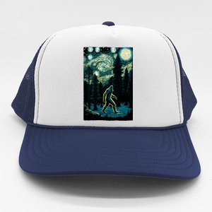 Bigfoot Starry Night Sasquatch Van Gogh Sky Painting Art Trucker Hat