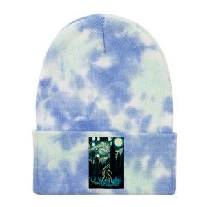 Bigfoot Starry Night Sasquatch Van Gogh Sky Painting Art Tie Dye 12in Knit Beanie