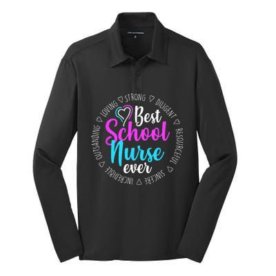 Best School Nurse Ever Appreciation Gift Silk Touch Performance Long Sleeve Polo