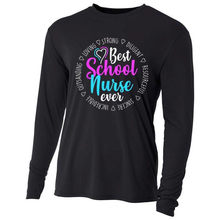 Best School Nurse Ever Appreciation Gift Cooling Performance Long Sleeve Crew