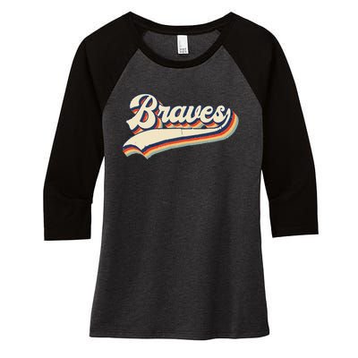 Braves Sports Name Vintage Retro Gift Women's Tri-Blend 3/4-Sleeve Raglan Shirt