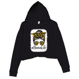 Bleached Sunflower Nana Life happy Mother's Day Crop Fleece Hoodie