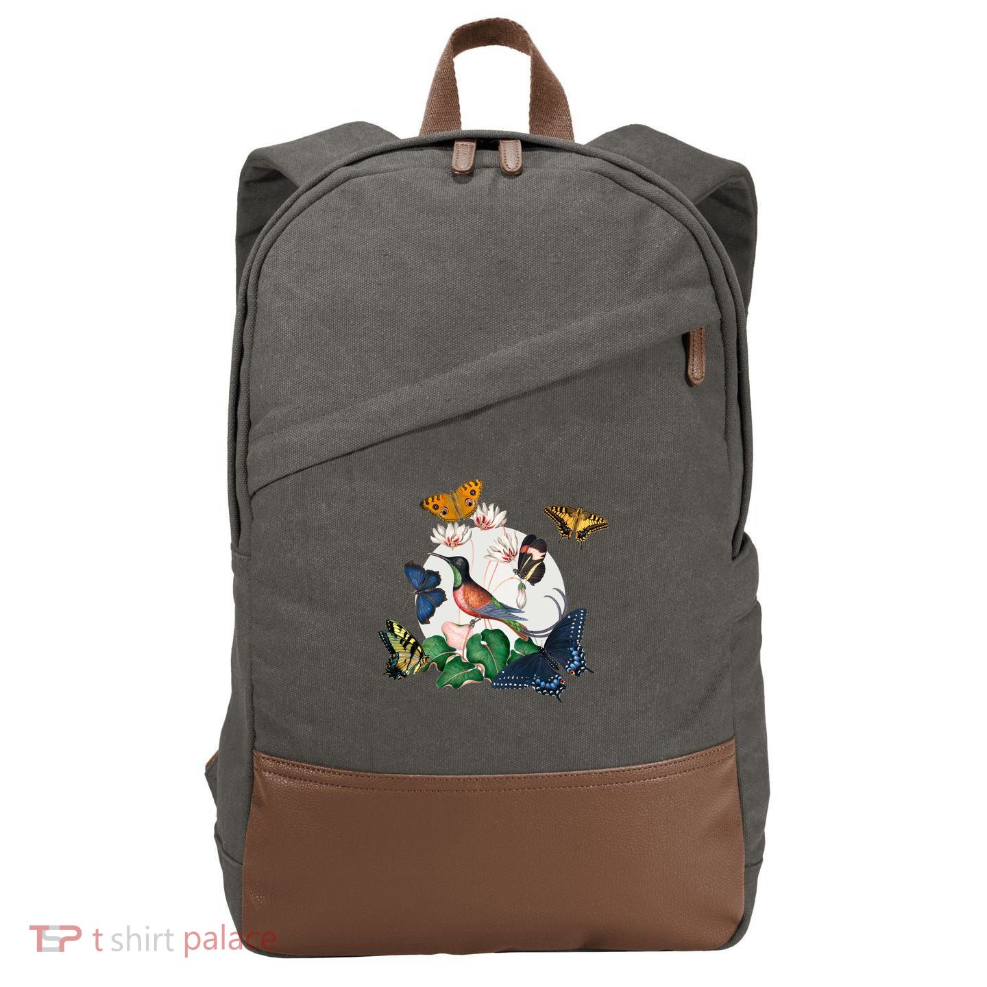 Butterfly Spring Nature Cotton Canvas Backpack
