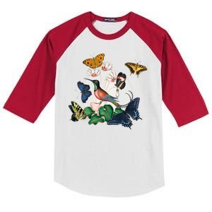 Butterfly Spring Nature Kids Colorblock Raglan Jersey