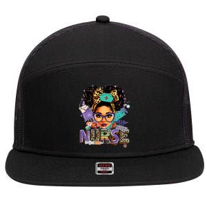 Black Strong Nurse Afro Love Melanin African American Women 7 Panel Mesh Trucker Snapback Hat