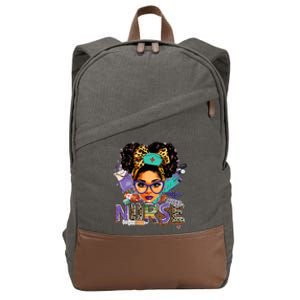 Black Strong Nurse Afro Love Melanin African American Women Cotton Canvas Backpack