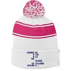 Broad St Names 2024 Schwarber Bryce Stripe Pom Pom Beanie