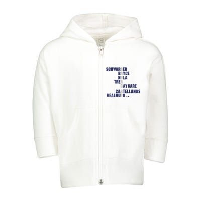 Broad St Names 2024 Schwarber Bryce Toddler Zip Fleece Hoodie