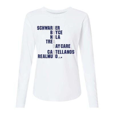 Broad St Names 2024 Schwarber Bryce Womens Cotton Relaxed Long Sleeve T-Shirt