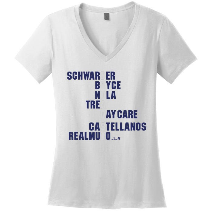 Broad St Names 2024 Schwarber Bryce Women's V-Neck T-Shirt