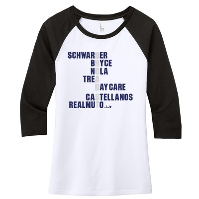 Broad St Names 2024 Schwarber Bryce Women's Tri-Blend 3/4-Sleeve Raglan Shirt