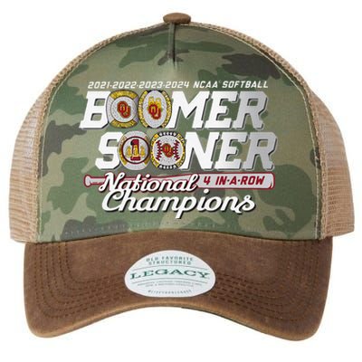 Boomer Sooners National Champs Softball 2024 Wcws 4 Rings Legacy Tie Dye Trucker Hat