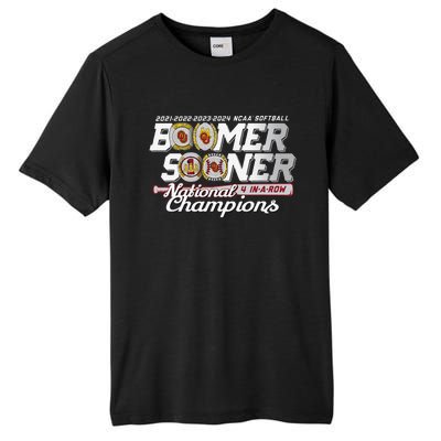 Boomer Sooners National Champs Softball 2024 Wcws 4 Rings Tall Fusion ChromaSoft Performance T-Shirt