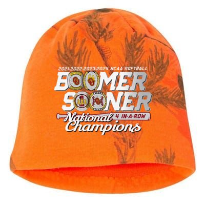 Boomer Sooners National Champs Softball 2024 Wcws 4 Rings Kati - Camo Knit Beanie