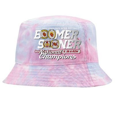 Boomer Sooners National Champs Softball 2024 Wcws 4 Rings Tie-Dyed Bucket Hat