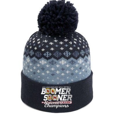 Boomer Sooners National Champs Softball 2024 Wcws 4 Rings The Baniff Cuffed Pom Beanie