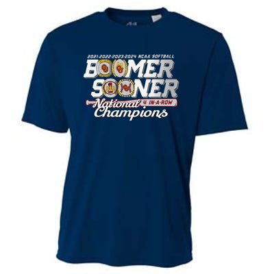 Boomer Sooners National Champs Softball 2024 Wcws 4 Rings Cooling Performance Crew T-Shirt