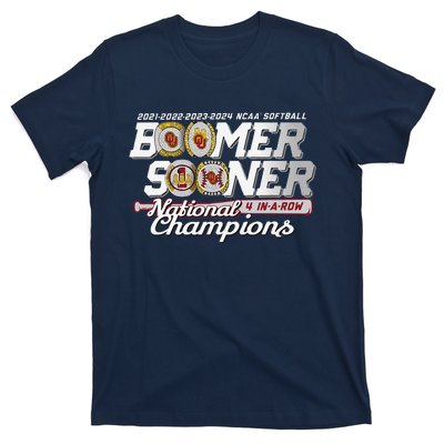 Boomer Sooners National Champs Softball 2024 Wcws 4 Rings T-Shirt