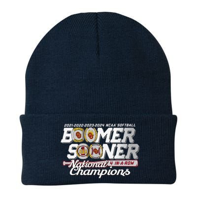 Boomer Sooners National Champs Softball 2024 Wcws 4 Rings Knit Cap Winter Beanie