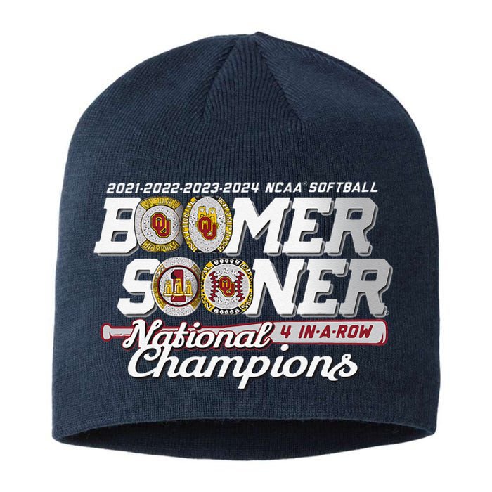 Boomer Sooners National Champs Softball 2024 Wcws 4 Rings Sustainable Beanie