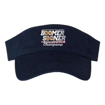 Boomer Sooners National Champs Softball 2024 Wcws 4 Rings Valucap Bio-Washed Visor