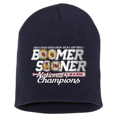 Boomer Sooners National Champs Softball 2024 Wcws 4 Rings Short Acrylic Beanie