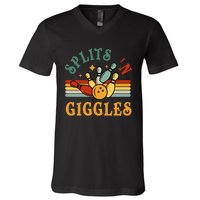 Bowling Splits N Giggles Funny Bowler Team V-Neck T-Shirt