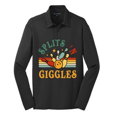 Bowling Splits N Giggles Funny Bowler Team Silk Touch Performance Long Sleeve Polo