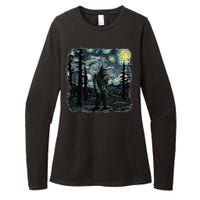 Bigfoot Starry Night Sasquatch Van Gogh Sky Painting Art Womens CVC Long Sleeve Shirt