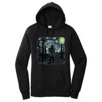 Bigfoot Starry Night Sasquatch Van Gogh Sky Painting Art Women's Pullover Hoodie