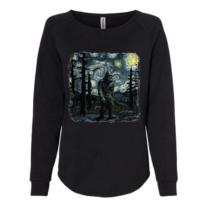 Bigfoot Starry Night Sasquatch Van Gogh Sky Painting Art Womens California Wash Sweatshirt