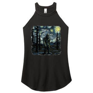 Bigfoot Starry Night Sasquatch Van Gogh Sky Painting Art Women's Perfect Tri Rocker Tank