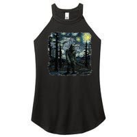 Bigfoot Starry Night Sasquatch Van Gogh Sky Painting Art Women's Perfect Tri Rocker Tank