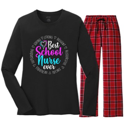 Best School Nurse Ever Appreciation Gift Women's Long Sleeve Flannel Pajama Set 