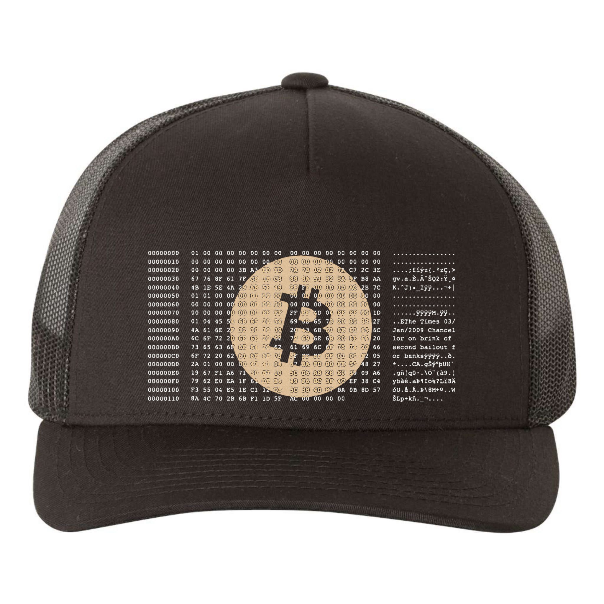 Bitcoin Satoshi Nakamoto Block Cryptocurrency Yupoong Adult 5-Panel Trucker Hat