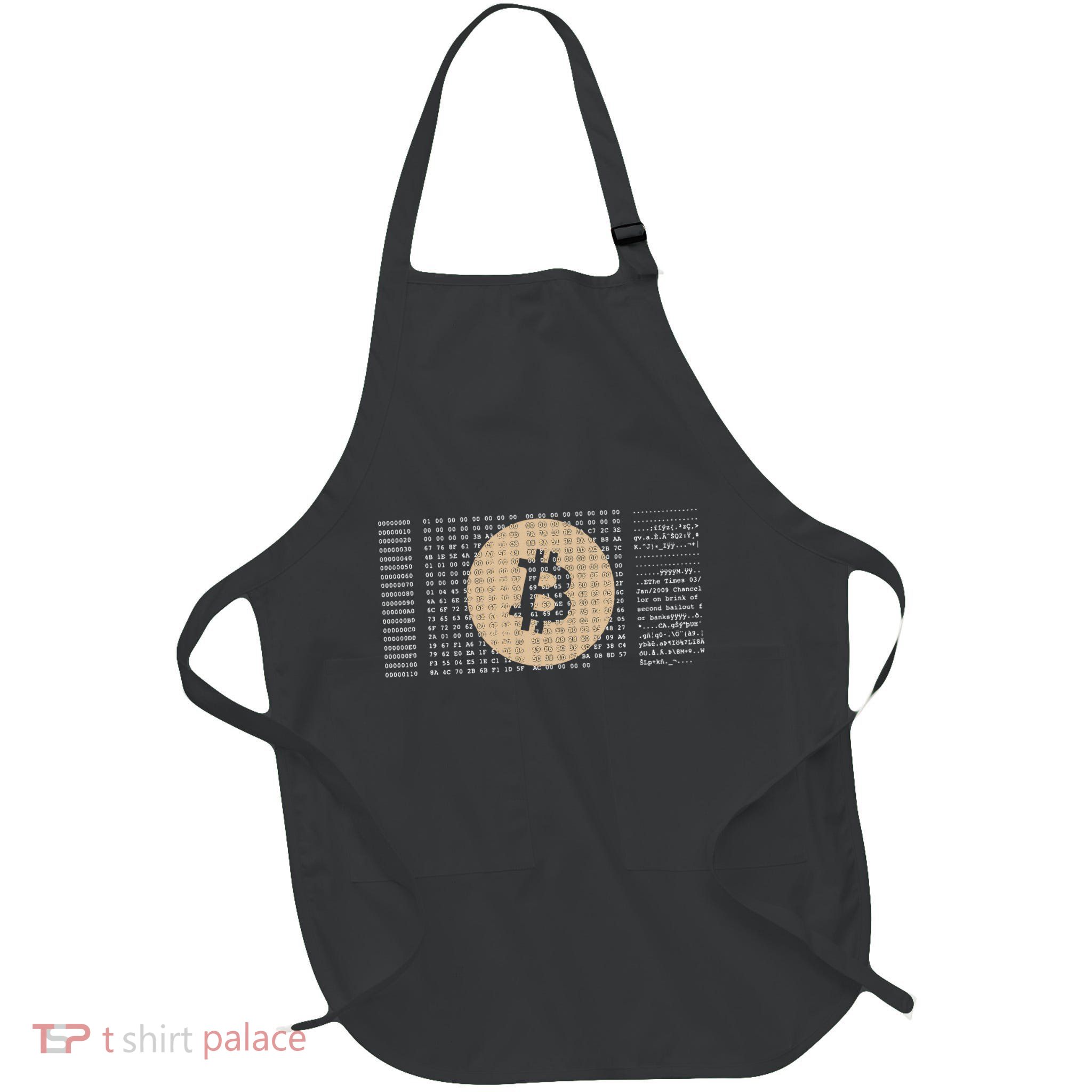 Bitcoin Satoshi Nakamoto Block Cryptocurrency Full-Length Apron With Pockets