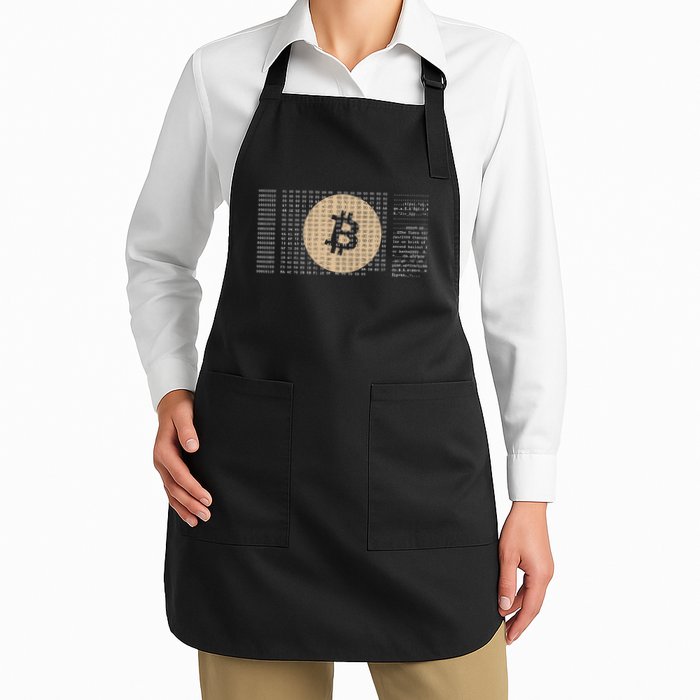 Bitcoin Satoshi Nakamoto Block Cryptocurrency Full-Length Apron With Pockets