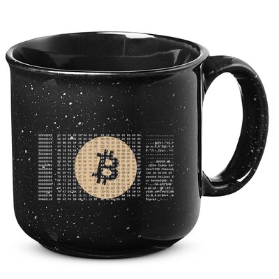 Bitcoin Satoshi Nakamoto Block Cryptocurrency 15oz Campfire Ceramic Mug