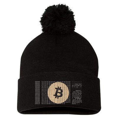 Bitcoin Satoshi Nakamoto Block Cryptocurrency Pom Pom 12in Knit Beanie